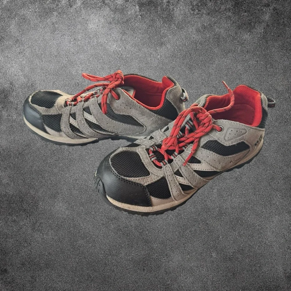 Columbia Omni Grip Hiking Shoes Womens Size 5 Gray Red Trail Outdoor Lightweight